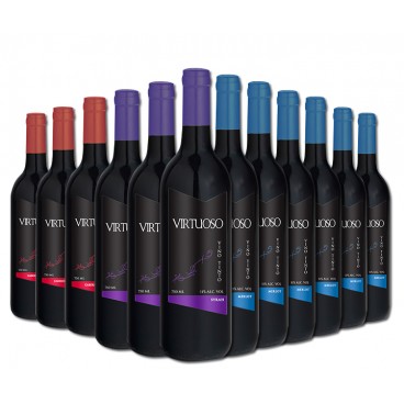 VIRTUOSO SELECTION OF 12 BOTTLES OF RED WINE, 6 MERLOT, 3 SYRAH AND 3 CABERNET SAUVIGNON VIRTUOSO SELECTION OF 12 BOTTLES OF RED WINE, 6 MERLOT, 3 SYRAH AND 3 CABERNET SAUVIGNON