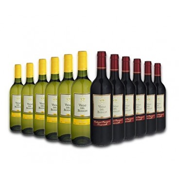 12 BOTTLES "VEGAS DEL BODIÓN" WINE O.D. TIERRA DE EXTREMADURA . 6 RED + 6 WHITE. 12 BOTTLES "VEGAS DEL BODIÓN" WINE O.D. TIERRA DE EXTREMADURA . 6 RED + 6 WHITE.