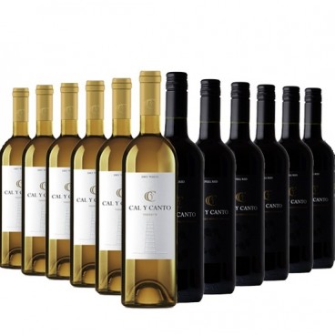 Selection of 12 bottles “Cal y canto” award wine O.D. Tierra de Castilla. 6 red and 6 white.